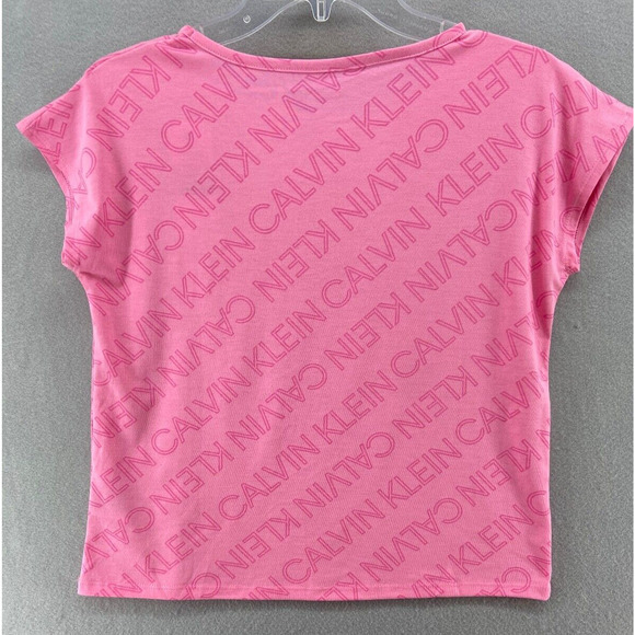 Calvin Klein Performance T-Shirt Woman XL 16 Pink Cropped All Over Print NWT‎ - Picture 11 of 11